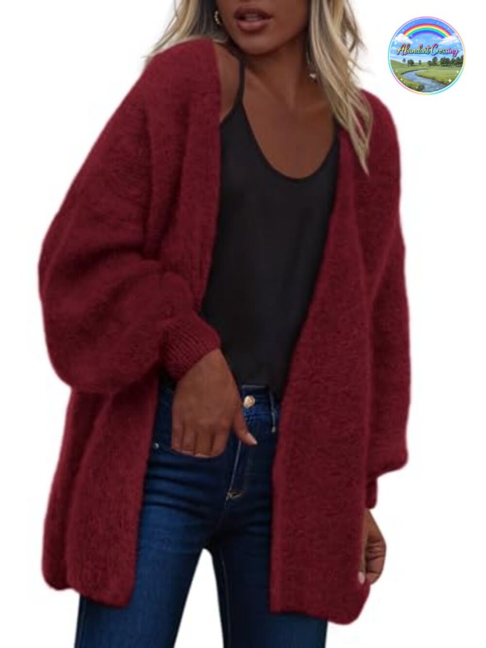 Women Open Front Chunky Knit Slouchy Oversized Cardigan Sweater